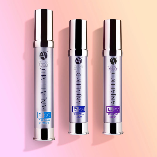ANJALI MD Adult Acne System - all 3 products lined up