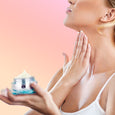 A Woman Applies Age Rewind Neck Cream to her neck