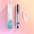 Adult Acne Balancing Lotion: Box, Bottle and Smear. A light pink lotion for acne