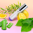 Bodhi Brightening Cleanser next to some ingredients: Bodhi, Tea Tree, Aloe and Lemon