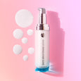 ANJALI MD Skincare Rapid Brightening Serum shown open with serum dots on a gradient pink background