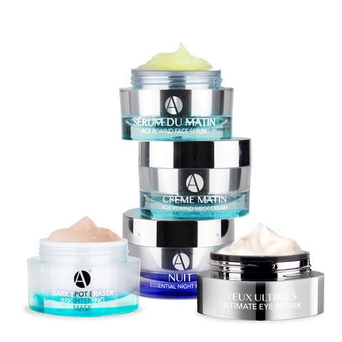 ANJALI MD Skincare Anti Aging Brightening Treatment System - Jars stacked upon one another