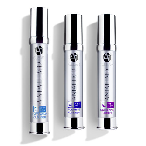 ANJALI MD Teen Acne System - 3 Bottles in the system lined up