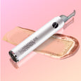 ANJALI MD Skincare Illuminating Eye Concentrate pictures on top of a gold serum smear on a pink background